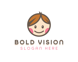 Smiling Cute Children Kids logo design