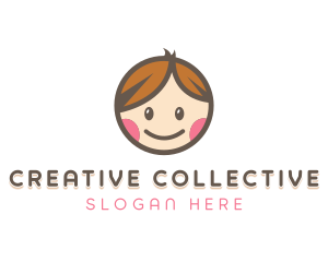 Smiling Cute Children Kids logo design