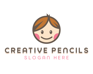 Smiling Cute Children Kids logo design