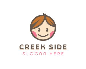 Smiling Cute Children Kids logo design