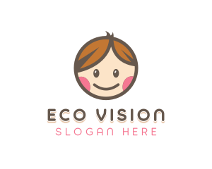 Smiling Cute Children Kids logo design