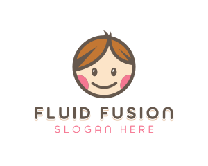 Smiling Cute Children Kids logo design