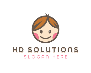 Smiling Cute Children Kids logo design