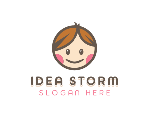 Smiling Cute Children Kids logo design