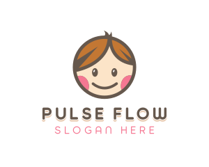 Smiling Cute Children Kids logo design