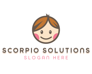 Smiling Cute Children Kids logo design