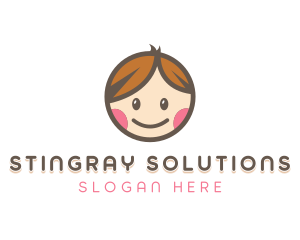 Smiling Cute Children Kids logo design