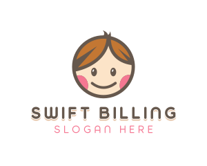 Smiling Cute Children Kids logo design