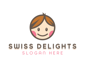 Smiling Cute Children Kids logo design