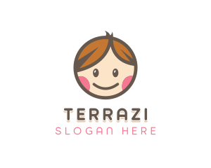 Smiling Cute Children Kids logo design