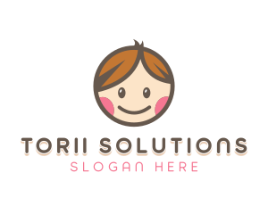 Smiling Cute Children Kids logo design