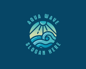 Beach Wave Sunset logo design