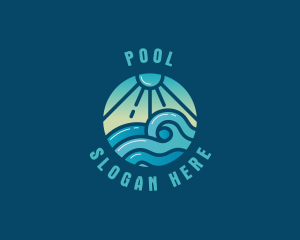 Palm Tree - Beach Wave Sunset logo design