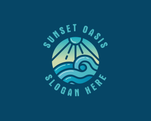 Beach Wave Sunset logo design