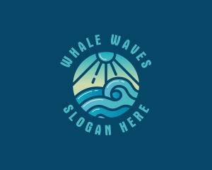 Beach Wave Sunset logo design