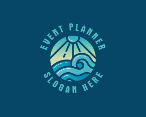 Surf - Beach Wave Sunset logo design