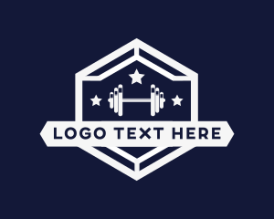 Bodybuilding - Dumbbell Weights Hexagon logo design