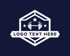 Fitness - Dumbbell Weights Hexagon logo design