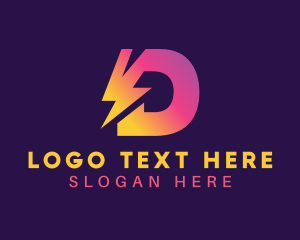 Lightning - Electric Bolt Letter D logo design