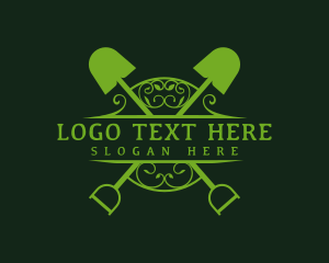 Lawn - Shovel Plant Emblem logo design