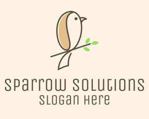 Sparrow - Cute Perched Sparrow logo design