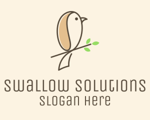 Swallow - Cute Perched Sparrow logo design