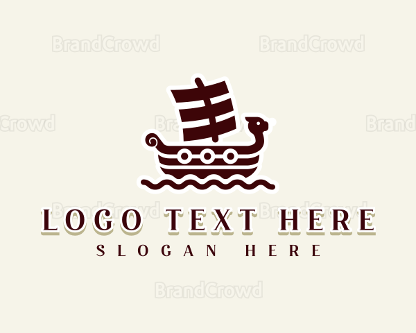 Medieval Viking Ship Logo