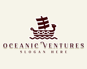 Medieval Viking Ship logo design