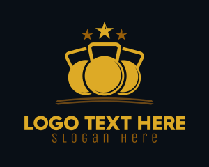 Bodybuilder - Golden Kettlebell Fitness Gym logo design