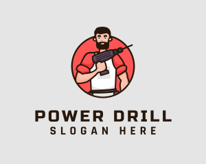 Beard Handyman Drill logo design