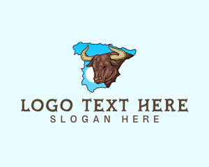 Map - Spanish Bull Animal logo design