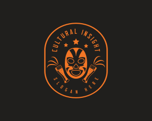 Luchador Mask Beer logo design