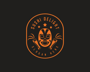 Luchador Mask Beer logo design