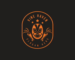 Luchador Mask Beer logo design