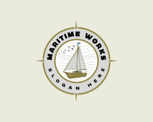 Naval Compass Sailboat logo design