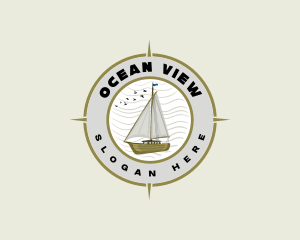 Naval Compass Sailboat logo design