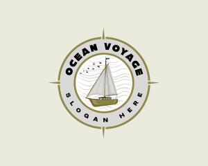 Naval Compass Sailboat logo design