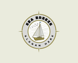 Naval Compass Sailboat logo design