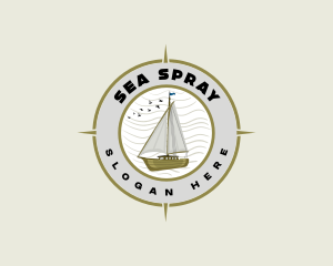 Naval Compass Sailboat logo design