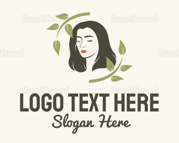 Woman Hair Leaf Branch Logo