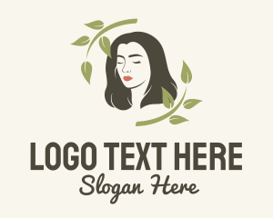 Teenager - Woman Hair Leaf Branch logo design