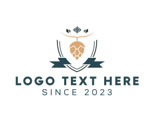Lager - Malt Brewery Hop Shield logo design