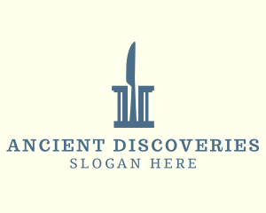 Knife Ancient Column logo design