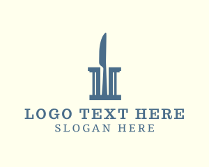 Lunch - Knife Ancient Column logo design