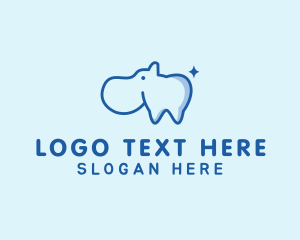 Hippopotamus - Dental Hippo Tooth logo design
