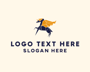 Firm - Origami Unicorn Pegasus logo design