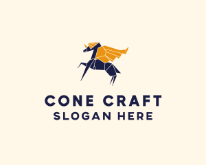 Origami Unicorn Pegasus logo design