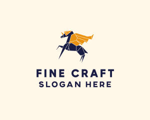 Origami Unicorn Pegasus logo design