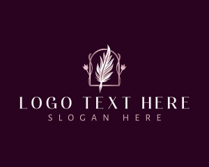 Calligrapher - Floral Feather Quill logo design