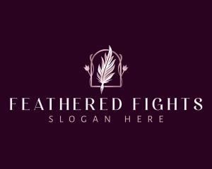 Floral Feather Quill logo design